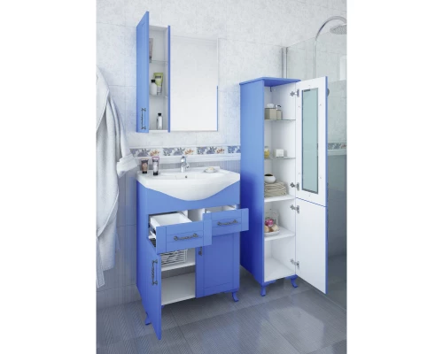 Зеркальный шкаф 59,6x71 см голубой матовый L Sanflor Глория C000005828