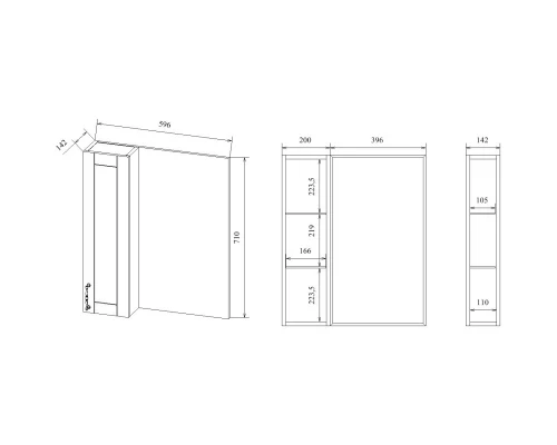 Зеркальный шкаф 59,6x71 см голубой матовый L Sanflor Глория C000005828
