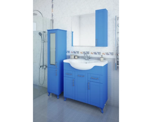 Зеркальный шкаф 82,2x71 см голубой матовый R Sanflor Глория C000005692