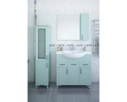 Зеркальный шкаф 82,2x71 см мятный матовый R Sanflor Глория C000005693