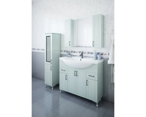 Зеркальный шкаф 100x71 см мятный матовый Sanflor Глория C000005704