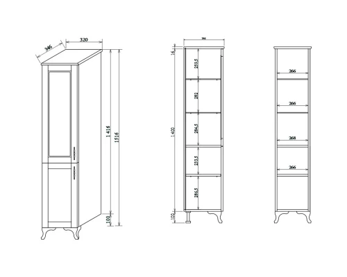 Пенал напольный мятный матовый L Sanflor Глория C000005724