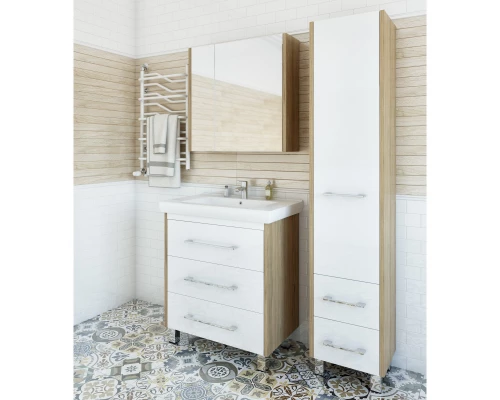 Пенал напольный швейцарский вяз/белый глянец R Sanflor Ларго H0000000029