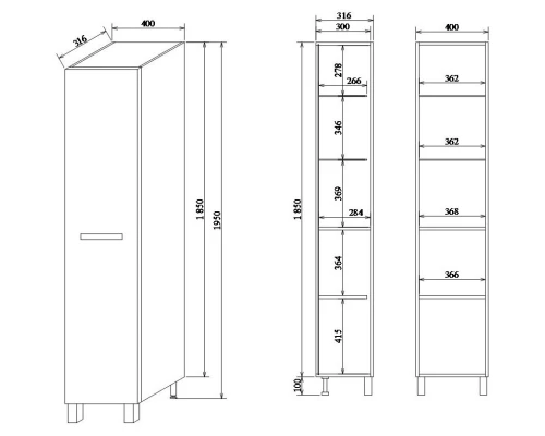 Пенал напольный белый глянец L Sanflor Одри H0000001203