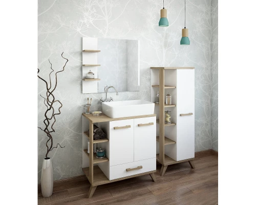 Зеркало 80x70 см белый матовый/вяз швейцарский Sanflor Ингрид C000005875