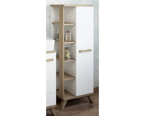 Пенал напольный белый матовый/вяз швейцарский R Sanflor Ингрид C000005877