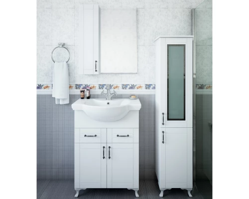 Комплект мебели белый матовый 66 см Sanflor Глория C04591 + 1.WH10.9.651 + C000005757