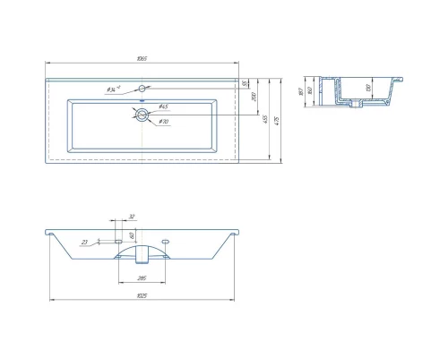 Тумба с раковиной белый матовый 106,5 см Sanflor Ванесса C0002145 + 4640021064740