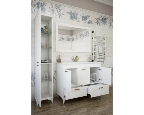 Комплект мебели белый матовый 106,5 см Sanflor Ванесса C0002145 + 4640021064740 + C0001121