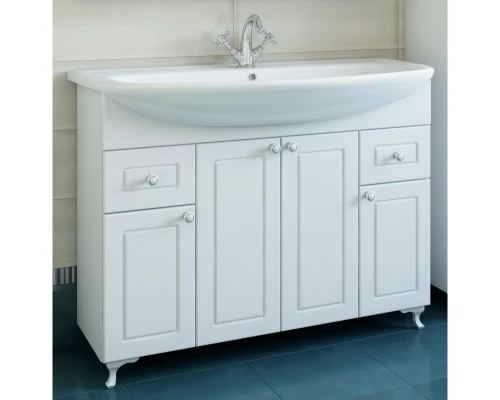 Тумба с раковиной белый матовый 106,5 см Sanflor Софи C02645 + 4620008197388