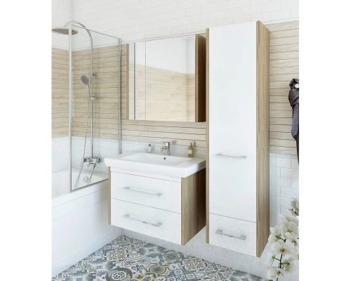 Комплект мебели швейцарский вяз/белый глянец 81 см Sanflor Ларго C0002123 + 4640021064733 + H0000000019