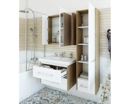 Комплект мебели швейцарский вяз/белый глянец 81 см Sanflor Ларго C0002123 + 4640021064733 + H0000000019