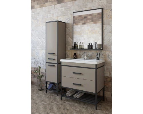 Комплект мебели тауп матовый/черный 80 см Sanflor Норд C08107 + S-UM-COM80/1-w + C08104