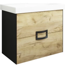 Тумба с раковиной дуб крафт золотой/черный матовый 60,5 см Sanflor Ванесса C16294 + UM-MOD60SL/1