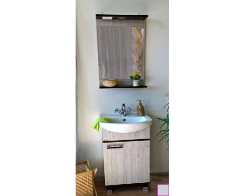 Тумба с раковиной венге/северное дерево светлое 50 см Sanflor Толедо H0000001273 + 4620008195766