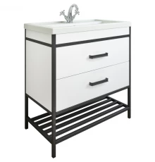Тумба с раковиной белый матовый/черный 80 см Sanflor Норд C04606 + S-UM-COM80/1-w