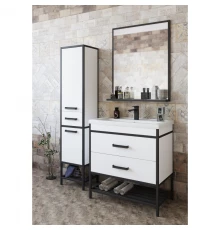 Комплект мебели белый матовый/черный 80 см Sanflor Норд C04606 + S-UM-COM80/1-w + C04607