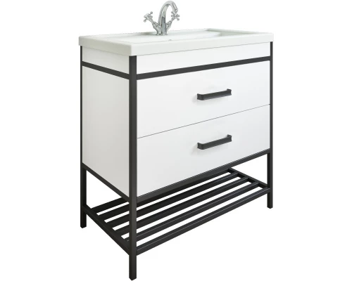 Комплект мебели белый матовый/черный 60 см Sanflor Норд C04718 + S-UM-COM60/1-w + C04717