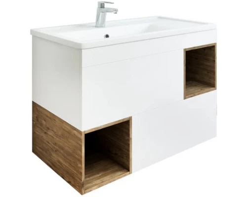 Комплект мебели белый матовый/дуб рустикальный 81 см Sanflor Даллас C04836 + 4640021065198 + C04835