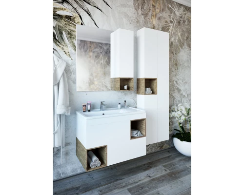 Тумба белый матовый/дуб рустикальный 77 см Sanflor Даллас C04836