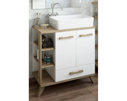 Комплект мебели белый матовый/вяз швейцарский 80 см Sanflor Ингрид C000005876 + 4640021064269 + C000005875