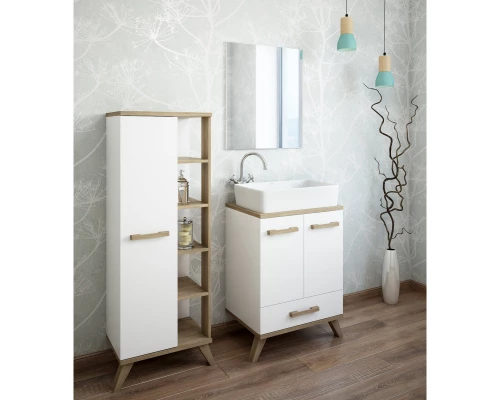 Комплект мебели белый матовый/вяз швейцарский 60 см Sanflor Ингрид C0001916 + 4640021064269 + C0001914