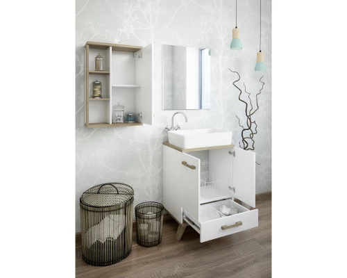 Комплект мебели белый матовый/вяз швейцарский 60 см Sanflor Ингрид C0001916 + 4640021064269 + C0001914