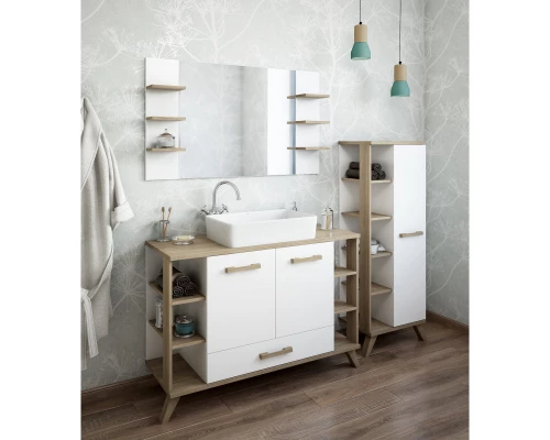 Комплект мебели белый матовый/вяз швейцарский 120 см Sanflor Ингрид C0001917 + 4640021064269 + C0001915