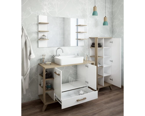 Комплект мебели белый матовый/вяз швейцарский 120 см Sanflor Ингрид C0001917 + 4640021064269 + C0001915