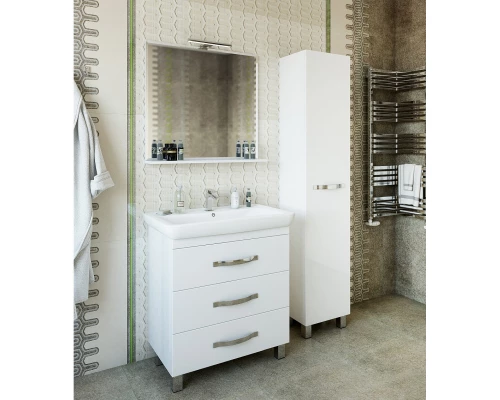 Тумба с раковиной белый глянец 80 см Sanflor Одри H0000001104 + 1.WH30.2.084