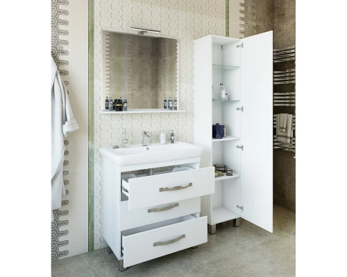 Тумба с раковиной белый глянец 80 см Sanflor Одри H0000001104 + 1.WH30.2.084