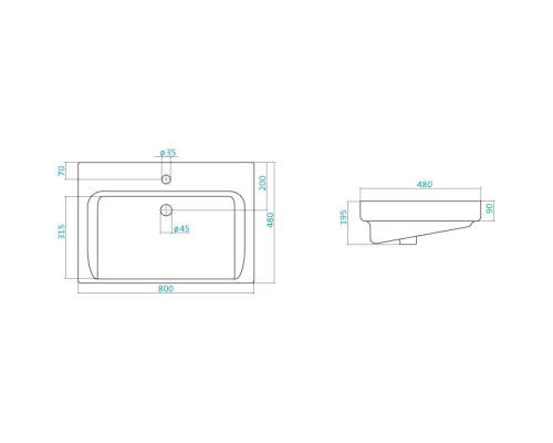 Тумба с раковиной белый глянец 80 см Sanflor Одри H0000001104 + 1.WH30.2.084