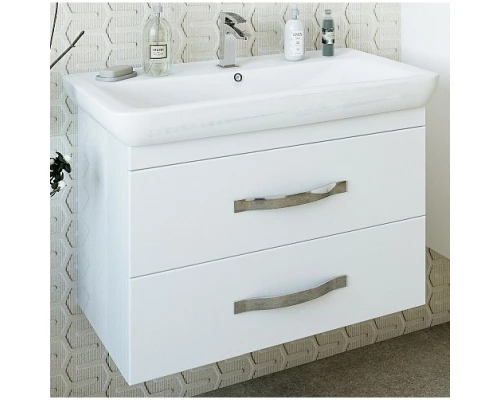 Тумба с раковиной белый глянец 80 см Sanflor Одри H0000001103 + 1.WH30.2.084