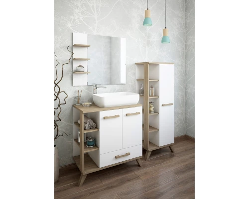 Комплект мебели белый матовый/вяз швейцарский 80 см Sanflor Ингрид C12474 + C000005875