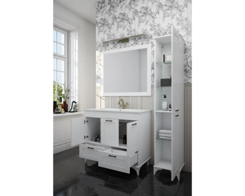 Комплект мебели белый матовый 95 см Sanflor Ванесса C15328 + C15326