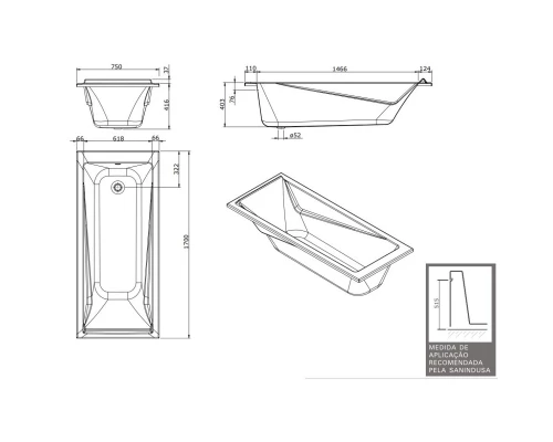 Акриловая ванна 170x75 см Sanindusa Easy 8069000000