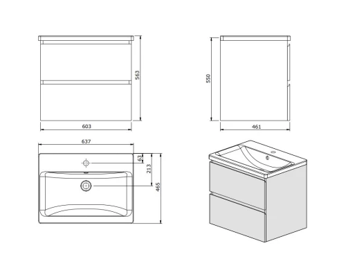 Тумба белый 60,3 см Sanindusa Look 63420