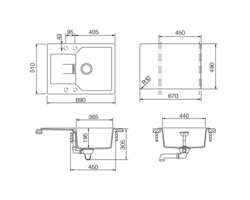 Кухонная мойка Schock Manhattan 45D инка 701012