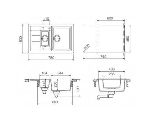 Кухонная мойка Schock Aster 60D мокка 700760