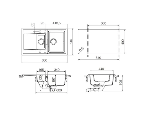 Кухонная мойка Schock Eton 60D серебристый камень 700974