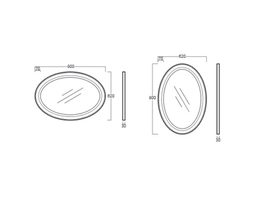 Зеркало 62 см темно-серый Simas Lante LAS1tortora