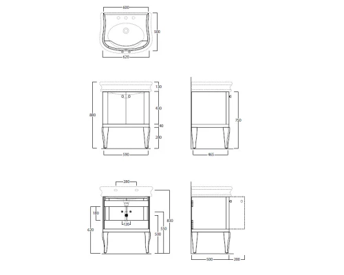 Тумба темно-серый 59 см Simas Lante LAM70tortora