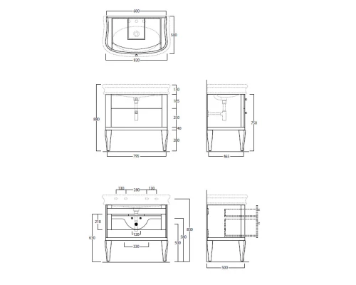 Тумба черный глянец 79,5 см Simas Lante LAM90 nero