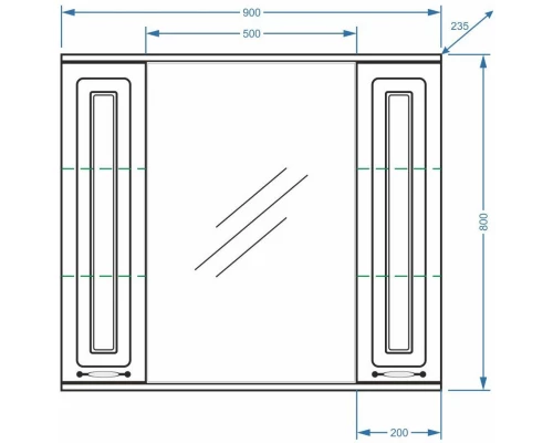 Зеркальный шкаф 90x80 см белая ольха Stella Polar Кармела SP-00000186