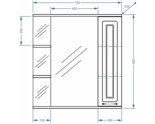 Зеркальный шкаф 75x80 см белая ольха Stella Polar Кармела SP-00000185