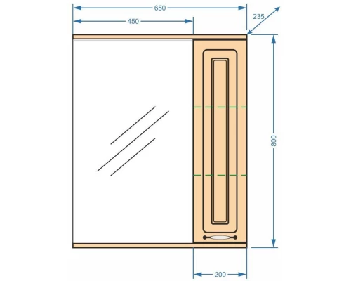 Зеркальный шкаф 65x80 см карпатская ель Stella Polar Кармела SP-00000181