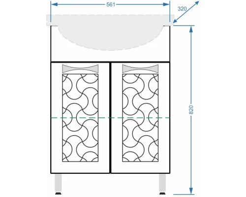 Тумба белый глянец/белый матовый 56,1 см Stella Polar Ванда SP-00000201