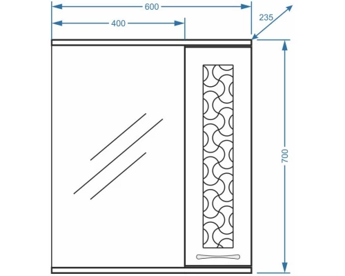 Зеркальный шкаф 60x70 см белый глянец/белый матовый Stella Polar Ванда SP-00000199