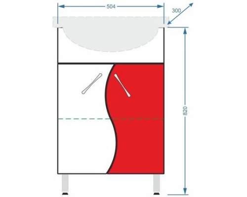 Тумба белый глянец/красный глянец 50,4 см Stella Polar Колор-1 SP-00000194