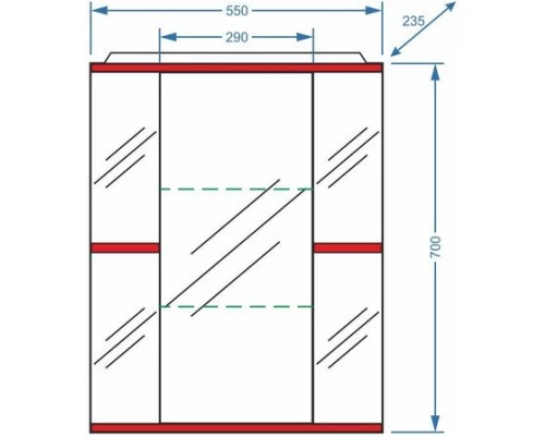 Зеркальный шкаф 55x70 см красный глянец Stella Polar Колор-1 SP-00000196